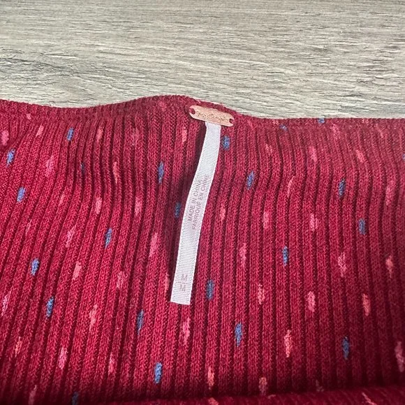 Free‎ People Set The Mood Skirt Red Sweater Elastic Medium - Picture 5 of 5